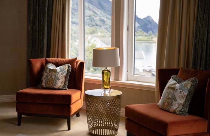 Living room view - chairs and fjord